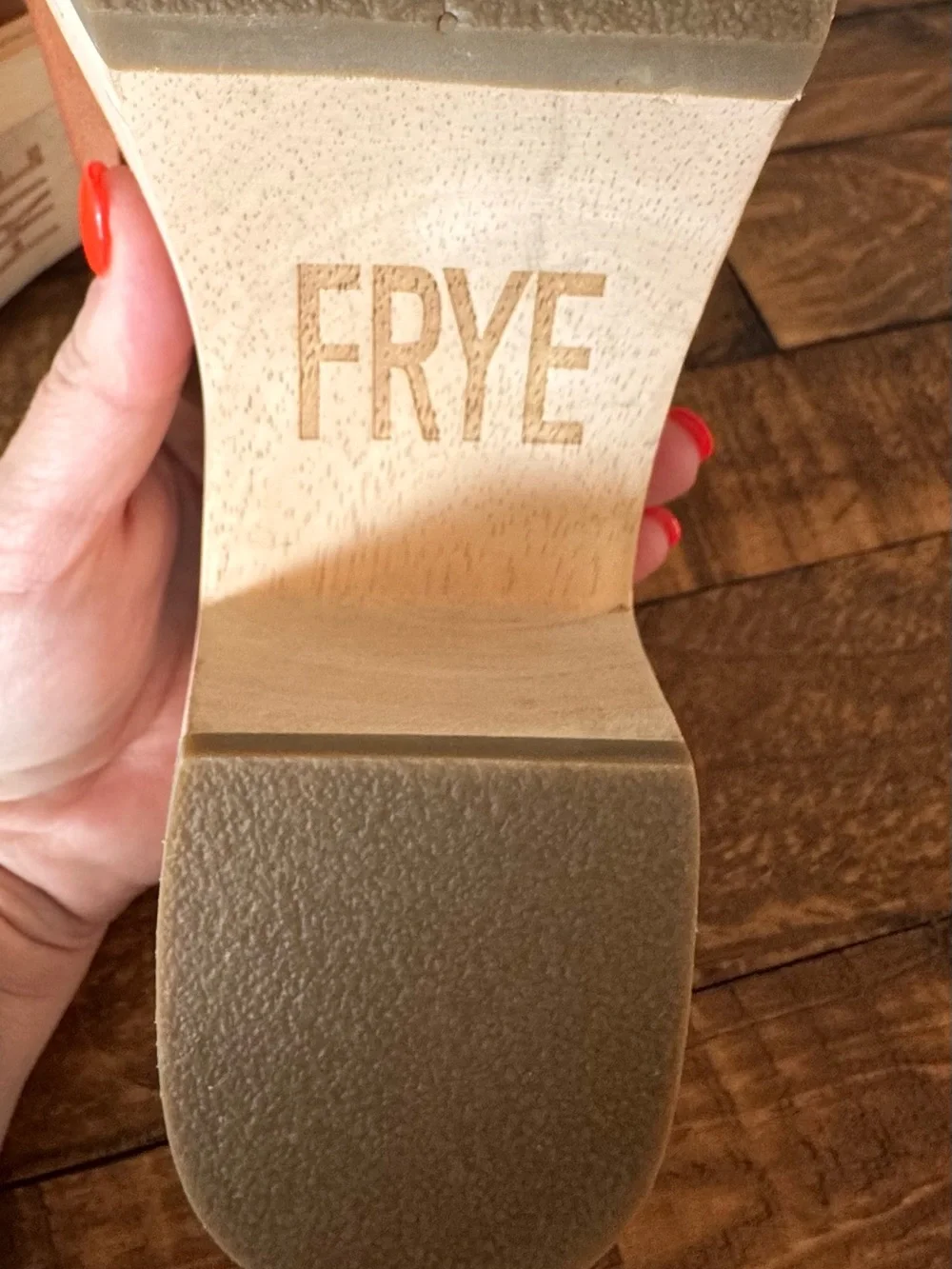 Frye Hazel Cognac Leather Platform Slide Sandals